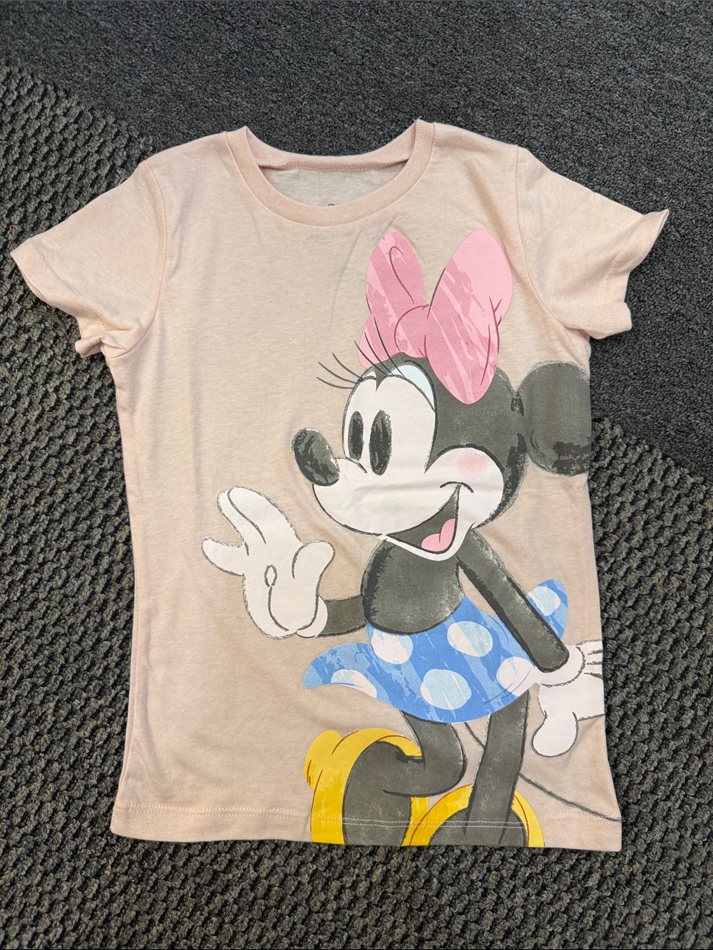 Disney Pink Minnie Mouse Graphic Tee with Blue Polka Dot Skirt